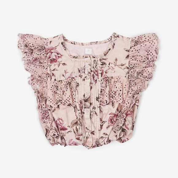 Gap x LoveShackFancy Floral Ruffle Button-Front Top Size XXL Girls Pink Boho - Picture 1 of 2
